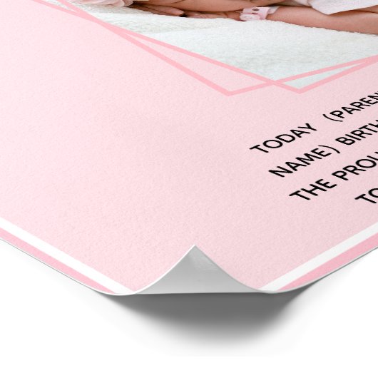 出産発表ポスター赤ちゃん少女 ポスター (角)