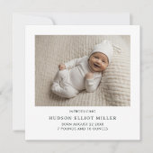 出産発表ミニマリストモダンスクエアカード 招待状 (正面)