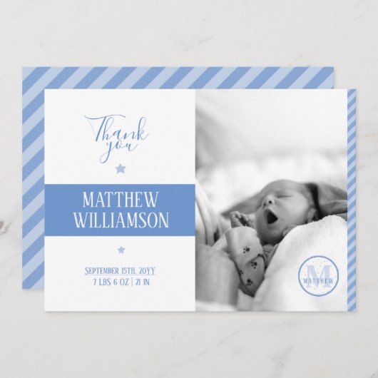 出産発表モノグラムカード写真テンプレート 案内状 (正面/裏面)