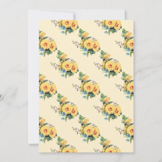 出産発表ヴィンテージ花イエローカード 案内状 (裏面)