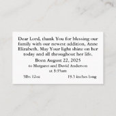 出産発表祈りの言葉カード コーリングカード (裏面)