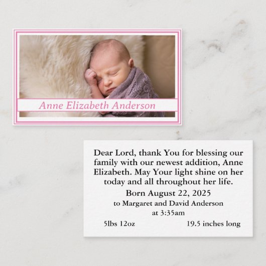 出産発表祈りの言葉カード コーリングカード (正面/裏面)