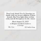 出産発表祈りの言葉カード コーリングカード (裏面)