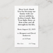 出産発表祈りの言葉カード コーリングカード (裏面)