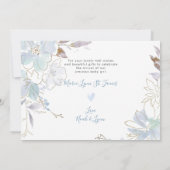 出産発表+シャワーお礼 ブルースイートピー 招待状 (裏面)