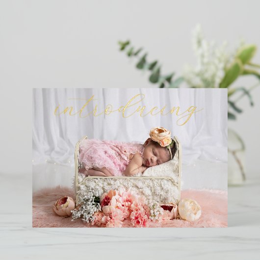 出産発表 箔招待状 (立ち正面)