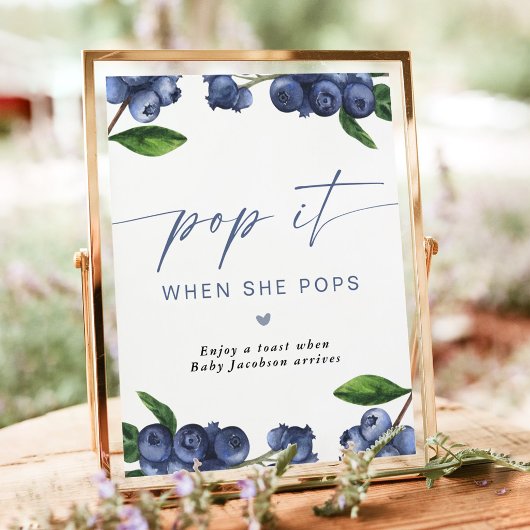 出産祝いシャンパンサイン Pop When She Pops ポスター