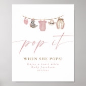 出産祝いシャンパンファバーズサイン Pop When She Pops ポスター (正面)