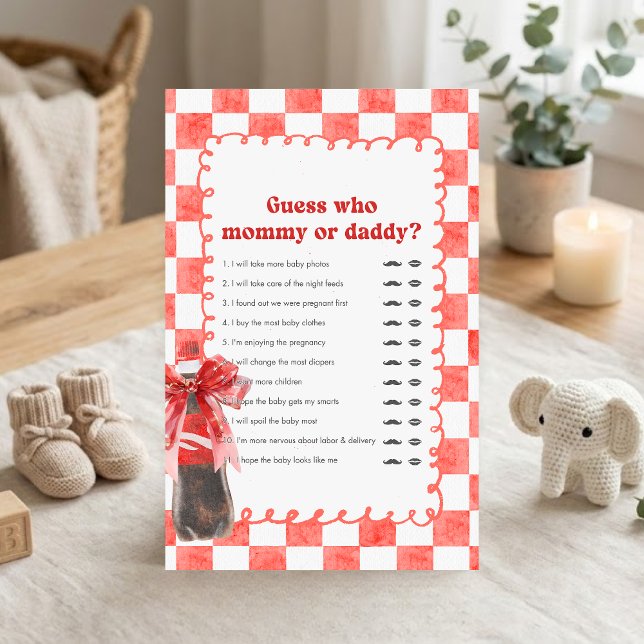 出産祝いパーティーのゲスト予想ゲーム She's Ready to Pop (She's Ready to Pop Cola Baby Shower Guess Who Mommy or Daddy Game)