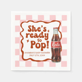 出産祝いパーティーのペーパーナプキン She's Ready to Pop スタンダードカクテルナプキン