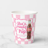 出産祝いパーティー用のピンクの紙コップ She's Ready to Pop 紙コップ (裏面)