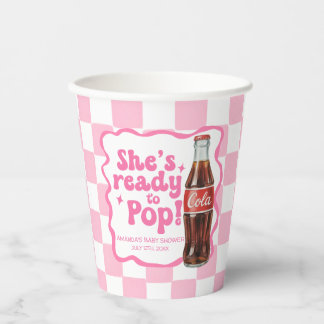 出産祝いパーティー用のピンクの紙コップ She's Ready to Pop 紙コップ
