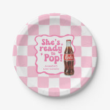 出産祝いパーティー ピンクプレート She's Ready to Pop