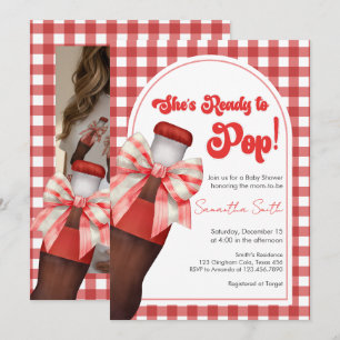 出産祝いパーティー She's Ready to Pop Baby Shower 招待状
