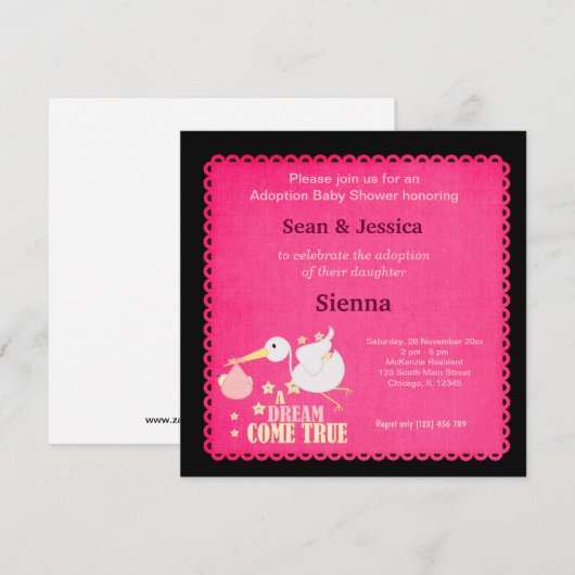 出産祝い 女の子 招待状 (正面/裏面)