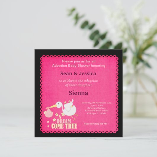 出産祝い 女の子 招待状 (スタンド正面)