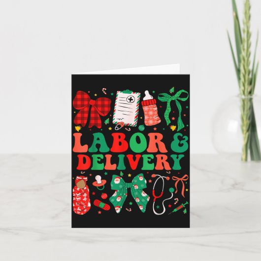 出産＆分娩看護師 クリスマス L&amp;D 看護 カード (正面)
