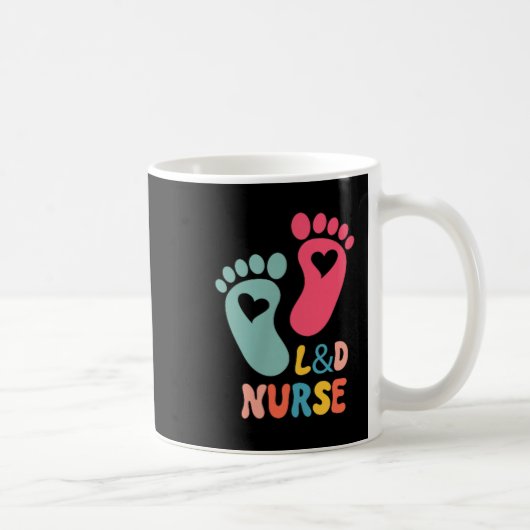 出産&分娩看護師Tシャツ L&D - 出産 コーヒーマグカップ (右)