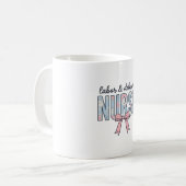 出産+看護師+花柄+リボン+ヴィンテージ+Tシャツ コーヒーマグカップ (正面左)