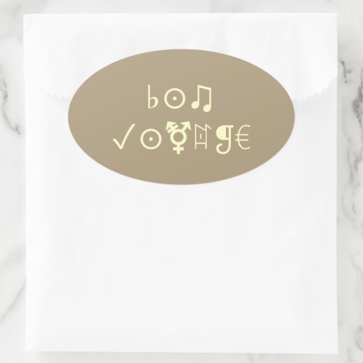 出発の旅の幸せを祈って　かわいいテキストアート 楕円形シール (バッグ)