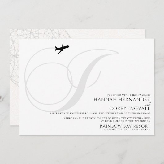 出発の準備を ハッピーウェディングのご案内 招待状 (正面/裏面)