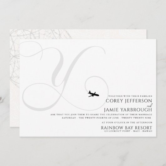 出発の準備を！初期の結婚式招待状 招待状 (正面/裏面)