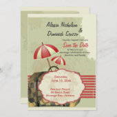 出発を祝う Save the Date 発表 招待状 (正面/裏面)