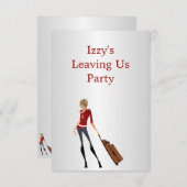 出発パーティー イベント ガール with 荷物 招待状 (正面/裏面)