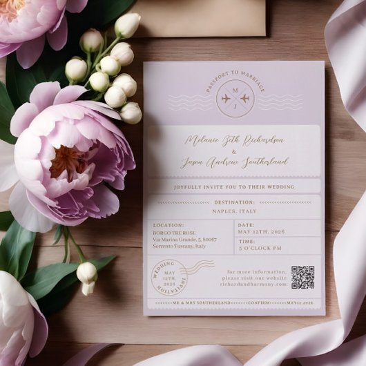 出発 パスポート チケット 目的地 ウェディング 招待状