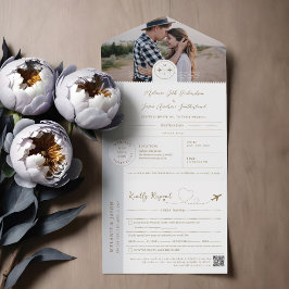 出発 パスポート チケット 目的地 旅行 テーマ オールインワン招待状