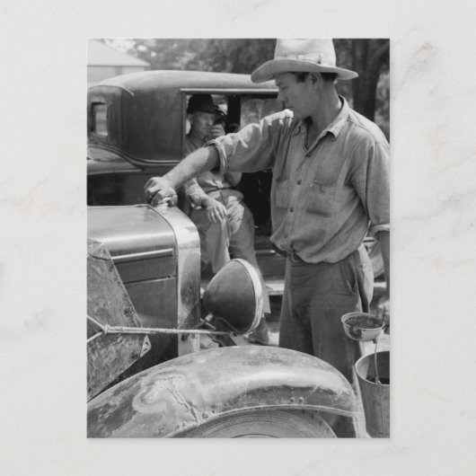 出稼ぎ果実労働者の車, 1940 ポストカード (正面)