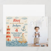 出航しよう！ 海の誕生日パーティー招待状 招待状 (正面/裏面)
