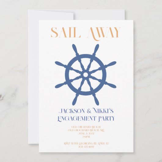 出航 ウェディング ビーチ 披露宴 招待状 (正面)