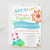 出航！水彩航海風誕生日招待状 招待状 (正面)