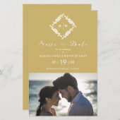 出芽エレガント偽金ゴールドフローラリースイニシャル (正面/裏面)