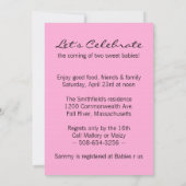 出芽双子ベビーシャワーピンクチューリップ招待状 招待状 (裏面)