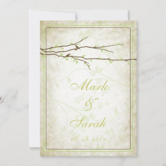 出芽枝と鳥のヴィンテージIII招待状 招待状 (正面)