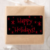 出荷ラベルブラックレッドハッピーホリデーズクリスマス ラベル (インサイチュ)