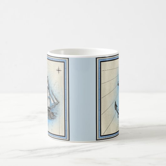 出荷航海のヴィンテージスタイルコーヒーマグ コーヒーマグカップ (中央)