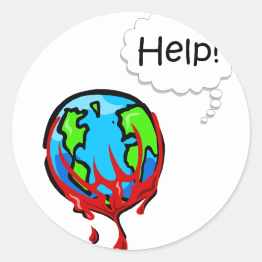 出血している地球2 ラウンドシール (正面)