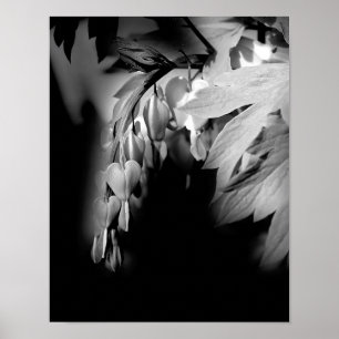 出血するハートの花(白黒) ポスター
