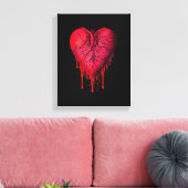 出血ハートラブハートブレイク超現実美術 キャンバスプリント (インサイチュ (リビング))