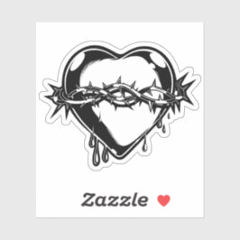 出血ハートヴィンテージイラストレーション シール