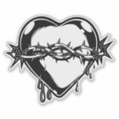 出血ハートヴィンテージイラストレーション シール (正面)