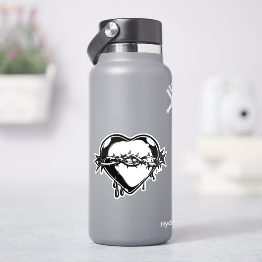 出血ハートヴィンテージイラストレーション シール (HydroFlask)