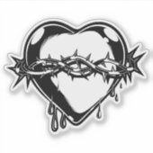 出血ハートヴィンテージイラストレーション シール (正面)