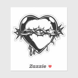 出血ハートヴィンテージイラストレーション シール