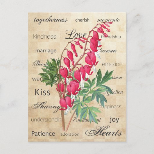 出血ハート植物性ラブタイポグラフィ ポストカード (正面)