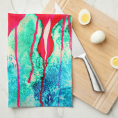 出血ハート花アート キッチンタオル (四つ折り)