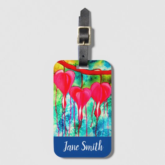 出血ハート花アート ラゲッジタグ (正面縦)